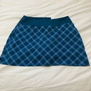 Puma Teal and Blue Checkered A-Line Skirt